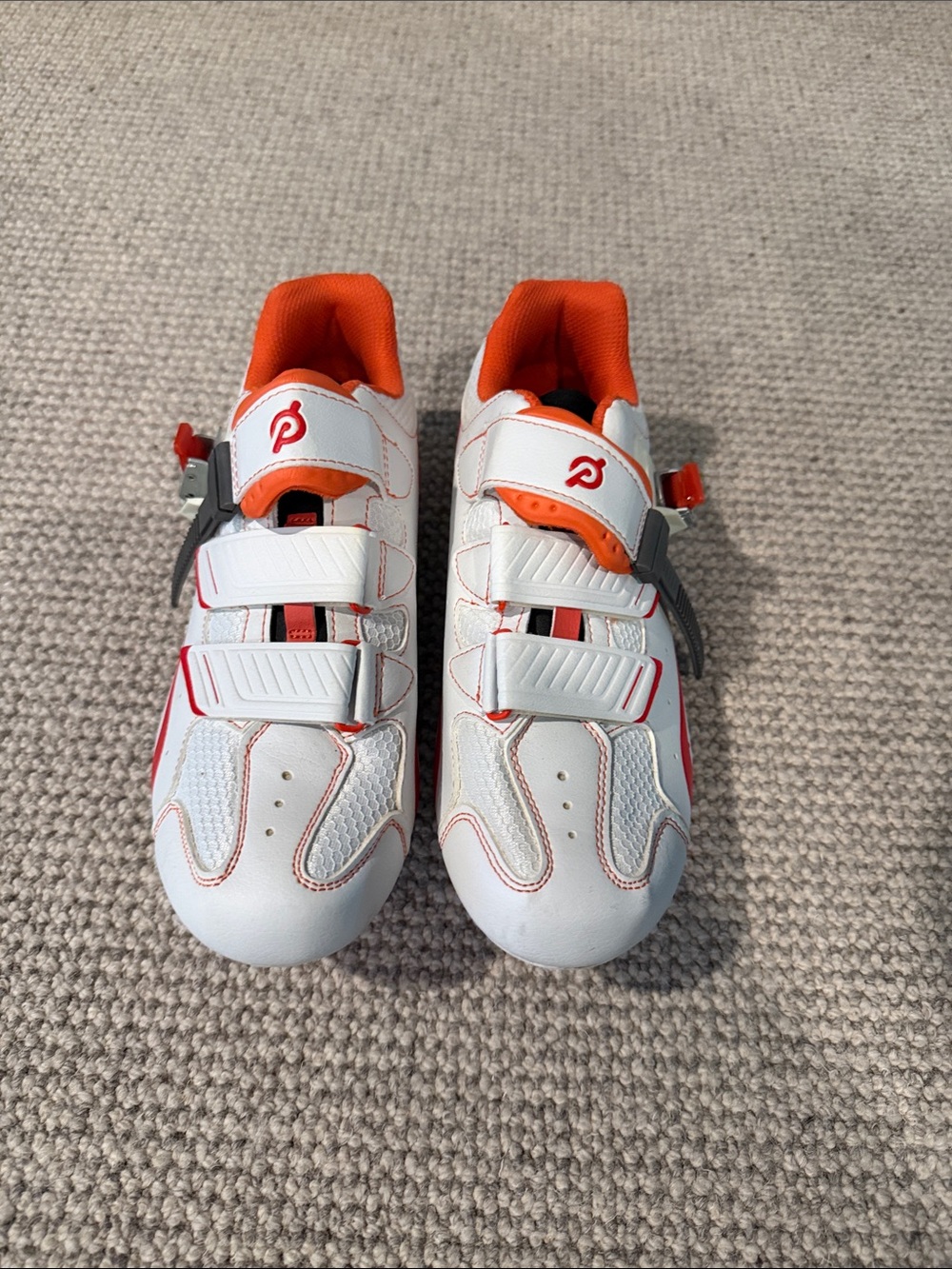 Peloton Cycling Shoes - White & Orange